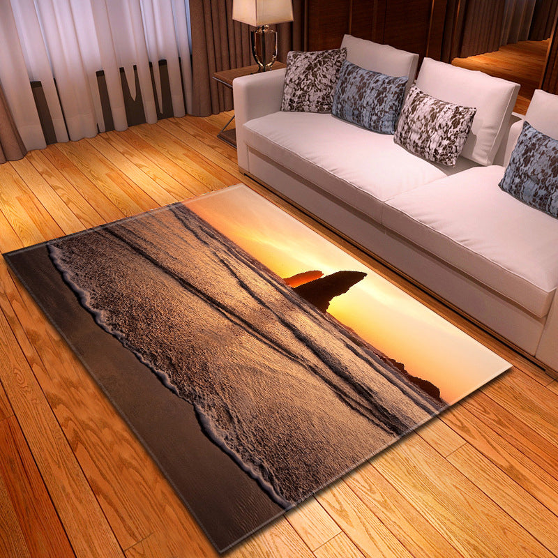 Multi Colored Beach Print Rug Polypropylene Trendy Area Carpet Non-Slip Backing Pet Friendly Rug for Parlor Clearhalo 'Area Rug' 'Rug' 2215979