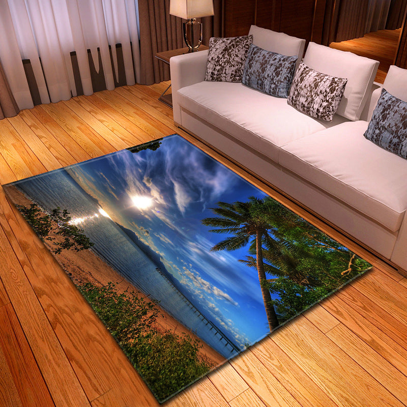 Multi Colored Beach Print Rug Polypropylene Trendy Area Carpet Non-Slip Backing Pet Friendly Rug for Parlor Clearhalo 'Area Rug' 'Rug' 2215983