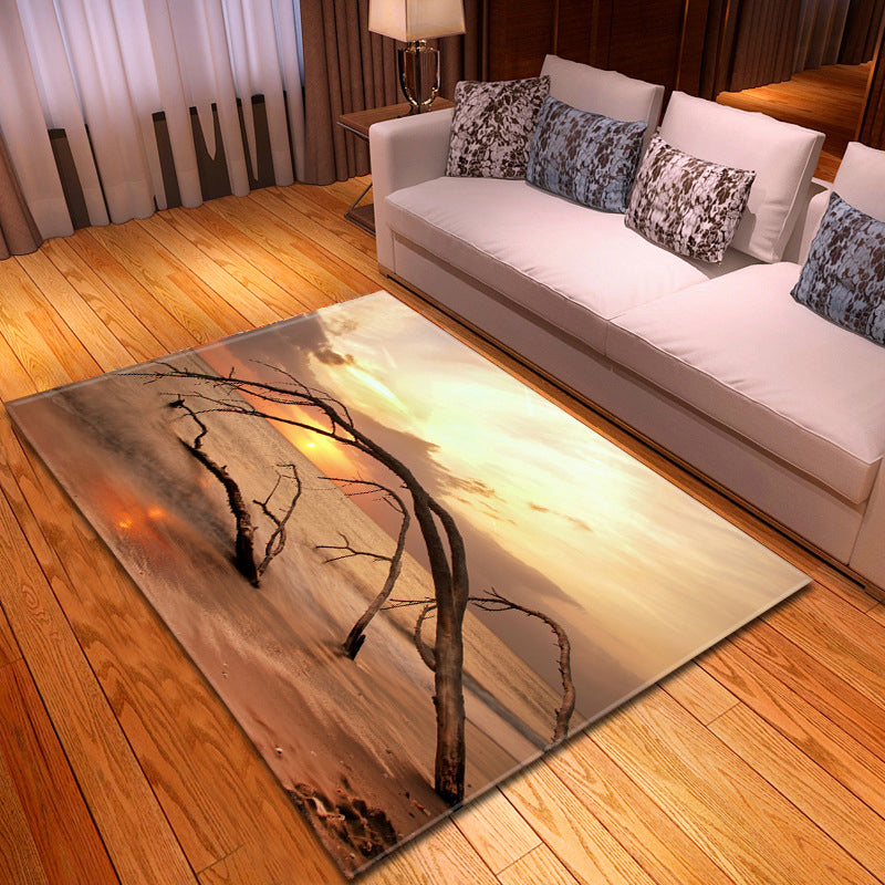 Multi Colored Beach Print Rug Polypropylene Trendy Area Carpet Non-Slip Backing Pet Friendly Rug for Parlor Light Gold Clearhalo 'Area Rug' 'Rug' 2215988
