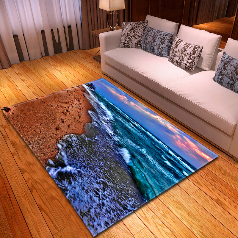 Multi Colored Beach Print Rug Polypropylene Trendy Area Carpet Non-Slip Backing Pet Friendly Rug for Parlor Clearhalo 'Area Rug' 'Rug' 2215989