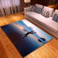 Multi Colored Beach Print Rug Polypropylene Trendy Area Carpet Non-Slip Backing Pet Friendly Rug for Parlor Sky Blue-Black Clearhalo 'Area Rug' 'Rug' 2215993