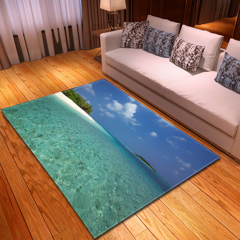 Multi Colored Beach Print Rug Polypropylene Trendy Area Carpet Non-Slip Backing Pet Friendly Rug for Parlor Lake Green Clearhalo 'Area Rug' 'Rug' 2215994