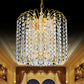 Rain Hanging Light Fixture Modernism Faceted Crystal 3 Lights Gold Chandelier Light for Lobby Bar Clearhalo 'Ceiling Lights' 'Chandeliers' 'Modern Chandeliers' 'Modern' Lighting' 221600