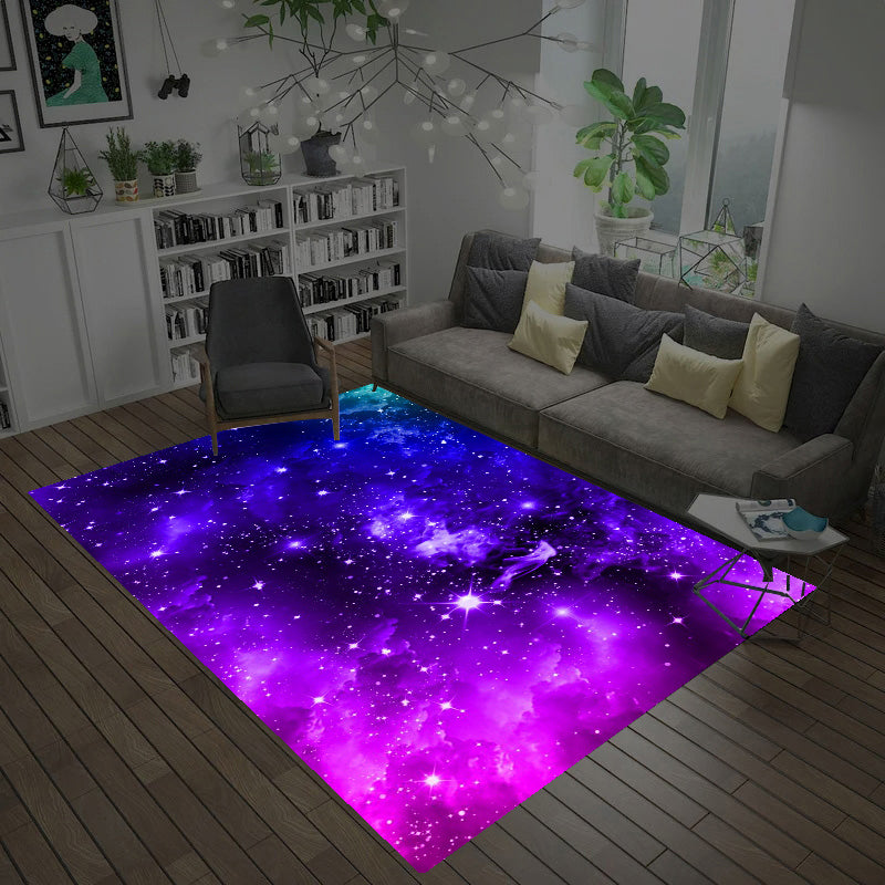 Multicolor Novelty Rug Synthetics Starry Sky Area Rug Anti-Slip Backing Pet Friendly Carpet for Living Room Grape Clearhalo 'Area Rug' 'Rug' 2216000