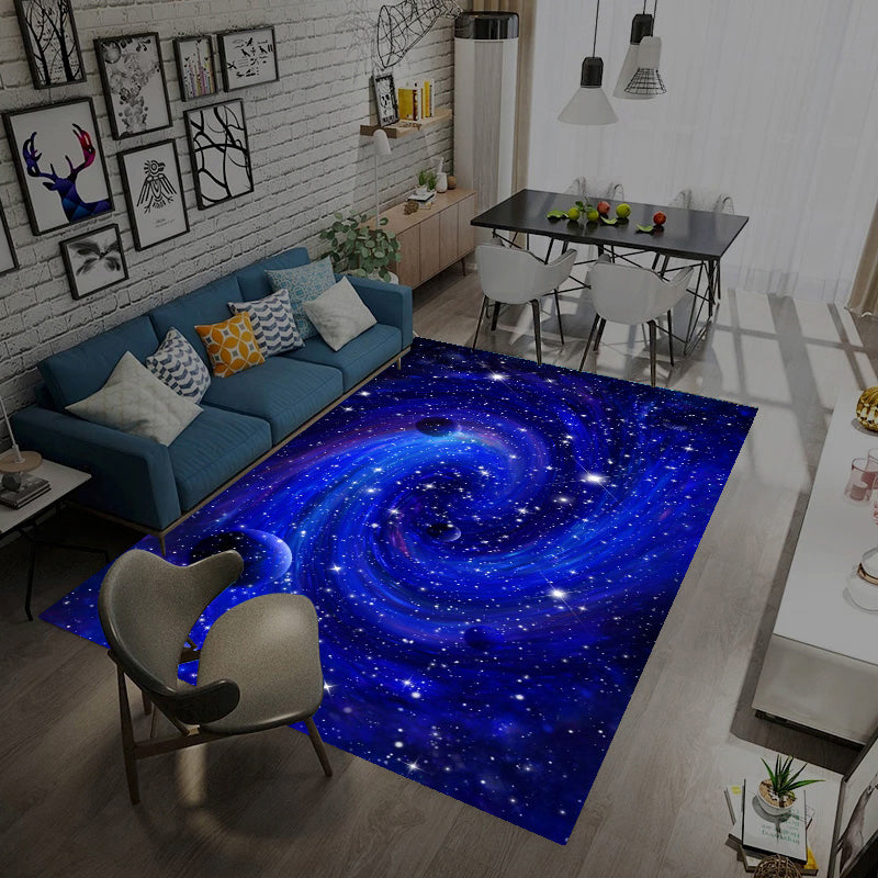 Multicolor Novelty Rug Synthetics Starry Sky Area Rug Anti-Slip Backing Pet Friendly Carpet for Living Room Blue Clearhalo 'Area Rug' 'Rug' 2216004