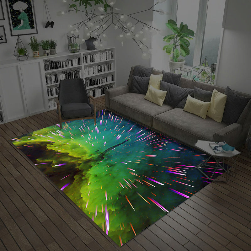 Multicolor Novelty Rug Synthetics Starry Sky Area Rug Anti-Slip Backing Pet Friendly Carpet for Living Room Green Clearhalo 'Area Rug' 'Rug' 2216008