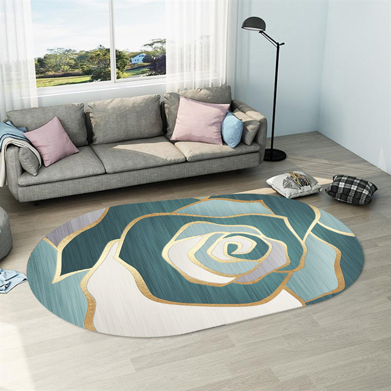 Casual Abstract Print Rug Multi Color Polyster Carpet Non-Slip Backing Stain-Resistant Rug for Living Room Green-White Clearhalo 'Area Rug' 'Rug' 2216041
