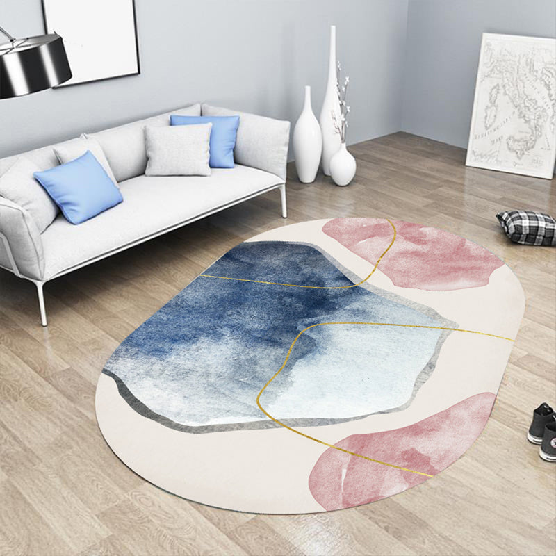 Casual Abstract Print Rug Multi Color Polyster Carpet Non-Slip Backing Stain-Resistant Rug for Living Room Blue-Pink Clearhalo 'Area Rug' 'Rug' 2216045