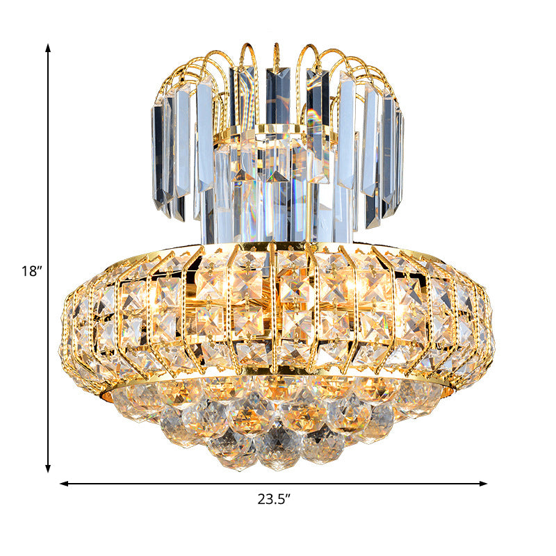 Mushroom Chandelier Light Modern Faceted Crystal 6 Lights Gold Hanging Ceiling Light for Lobby Bar Clearhalo 'Ceiling Lights' 'Chandeliers' 'Glass shade' 'Glass' 'Modern Chandeliers' 'Modern' Lighting' 221607