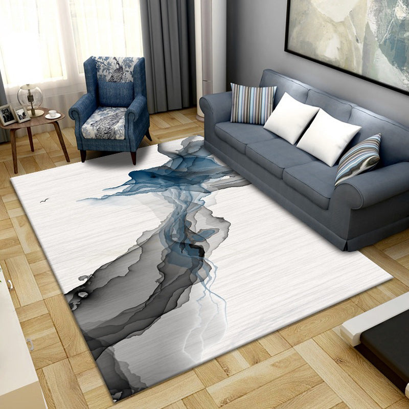 Simple Color Block Rug Multi-Color Synthetics Area Carpet Non-Slip Backing Washable Easy Care Rug for Living Room Black-Blue Clearhalo 'Area Rug' 'Rug' 2216092