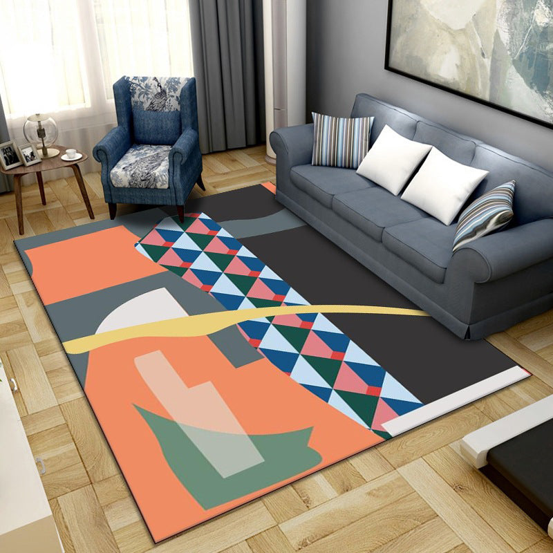 Simple Color Block Rug Multi-Color Synthetics Area Carpet Non-Slip Backing Washable Easy Care Rug for Living Room Yellow-Red Clearhalo 'Area Rug' 'Rug' 2216094