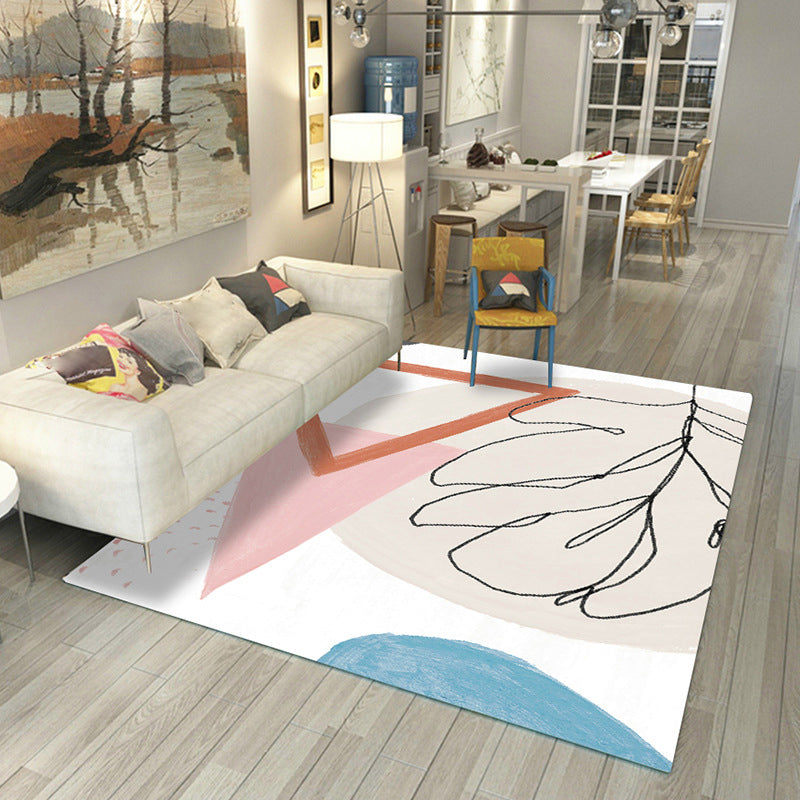 Japanese Rug Polyster Colorblocked Area Carpet Anti-Slip Washable Indoor Rug for Parlor Pink-Blue Clearhalo 'Area Rug' 'Rug' 2216149