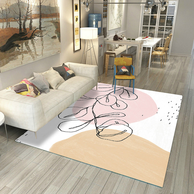 Japanese Rug Polyster Colorblocked Area Carpet Anti-Slip Washable Indoor Rug for Parlor Light Pink Clearhalo 'Area Rug' 'Rug' 2216150