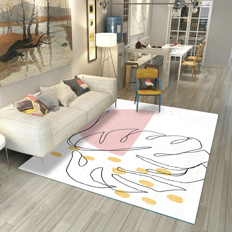 Japanese Rug Polyster Colorblocked Area Carpet Anti-Slip Washable Indoor Rug for Parlor Nude Pink Clearhalo 'Area Rug' 'Rug' 2216159