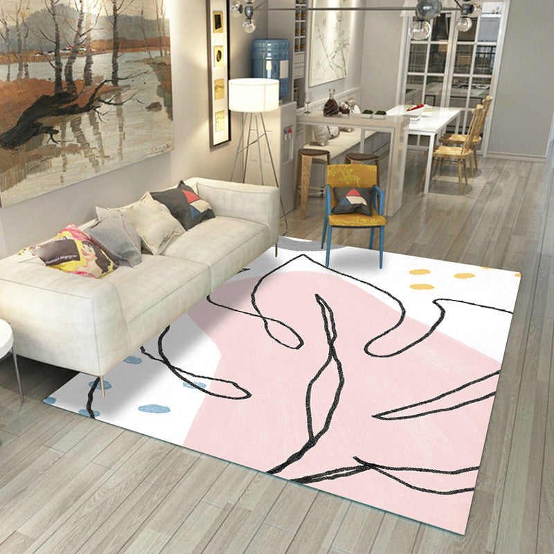 Japanese Rug Polyster Colorblocked Area Carpet Anti-Slip Washable Indoor Rug for Parlor Pink-White Clearhalo 'Area Rug' 'Rug' 2216163