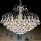 Modern 8 Lights Hanging Ceiling Light Chrome/Gold Cascade Chandelier Light with Faceted Crystal Ball Shade, 16"/19.5" Wide Chrome 19.5" Clearhalo 'Ceiling Lights' 'Chandeliers' 'Modern Chandeliers' 'Modern' Lighting' 221617