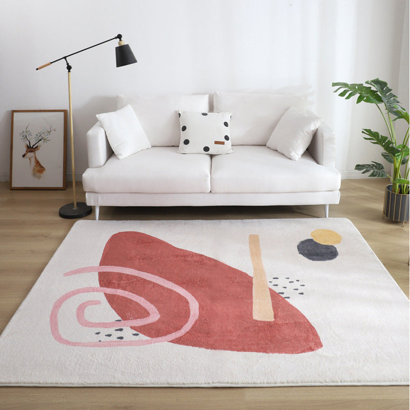 Comfort Living Room Rug Multi-Colored Cartoon Print Carpet Non-Slip Backing Pet Friendly Area Rug Red-Pink Clearhalo 'Area Rug' 'Rug' 2216172