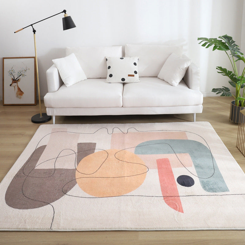 Comfort Living Room Rug Multi-Colored Cartoon Print Carpet Non-Slip Backing Pet Friendly Area Rug Pink-Blue Clearhalo 'Area Rug' 'Rug' 2216182
