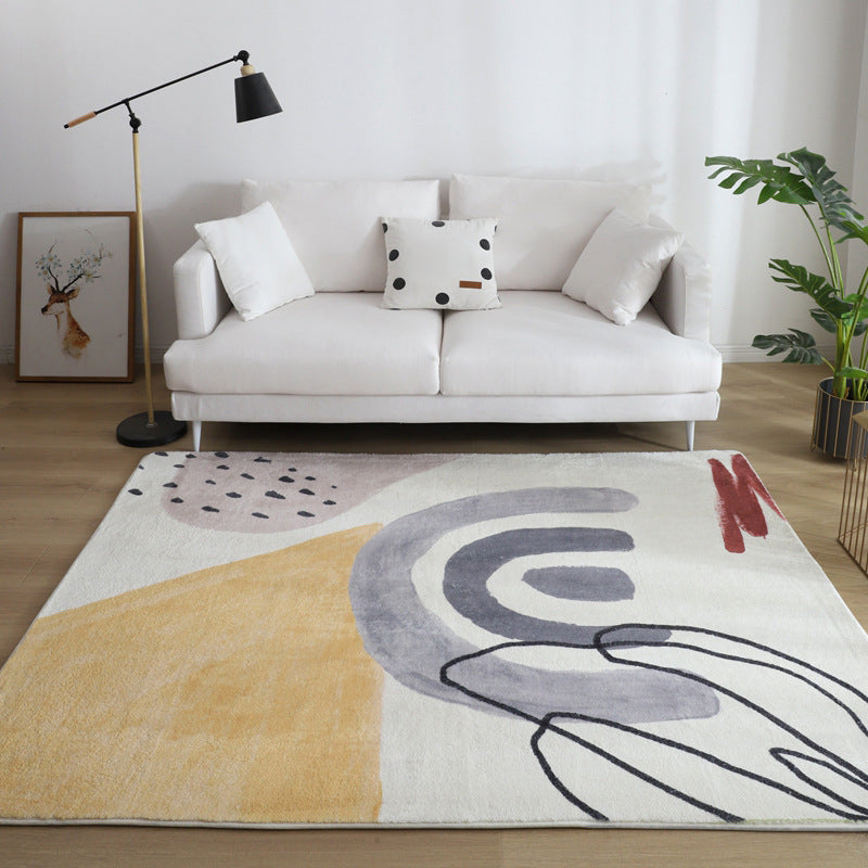 Comfort Living Room Rug Multi-Colored Cartoon Print Carpet Non-Slip Backing Pet Friendly Area Rug Light Yellow Clearhalo 'Area Rug' 'Rug' 2216187