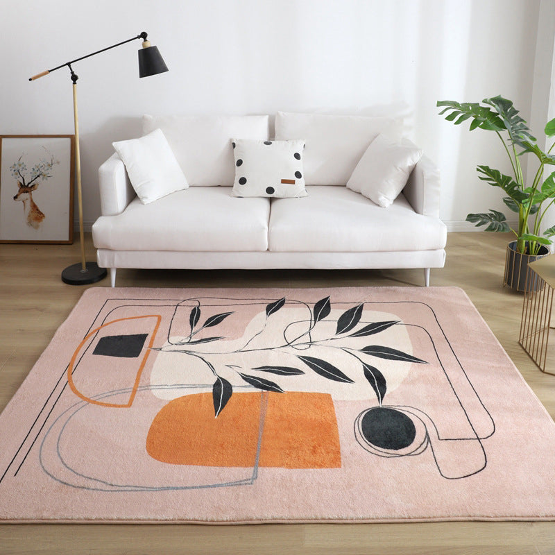 Comfort Living Room Rug Multi-Colored Cartoon Print Carpet Non-Slip Backing Pet Friendly Area Rug Pink-Black Clearhalo 'Area Rug' 'Rug' 2216189