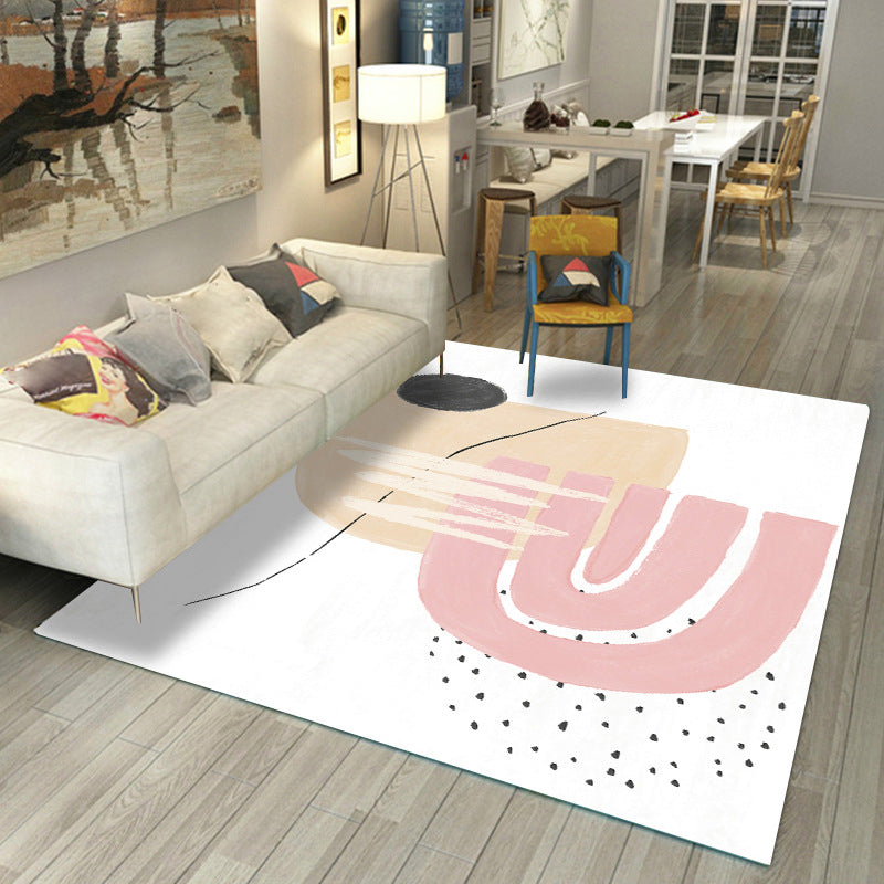 Morandi Color Parlor Rug Western Colorblock Carpet Synthetics Non-Slip Washable Indoor Rug Khaki-White Clearhalo 'Area Rug' 'Rug' 2216209