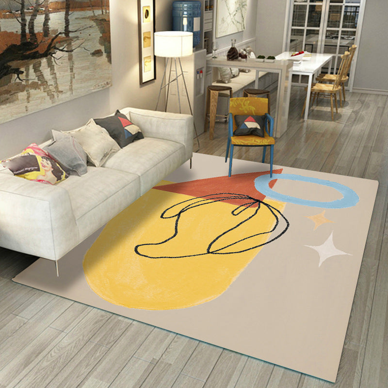 Morandi Color Parlor Rug Western Colorblock Carpet Synthetics Non-Slip Washable Indoor Rug Dark Yellow Clearhalo 'Area Rug' 'Rug' 2216213