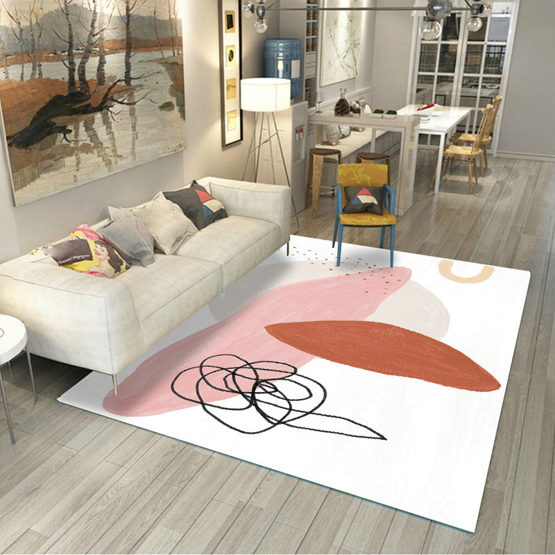 Morandi Color Parlor Rug Western Colorblock Carpet Synthetics Non-Slip Washable Indoor Rug Light Pink Clearhalo 'Area Rug' 'Rug' 2216216