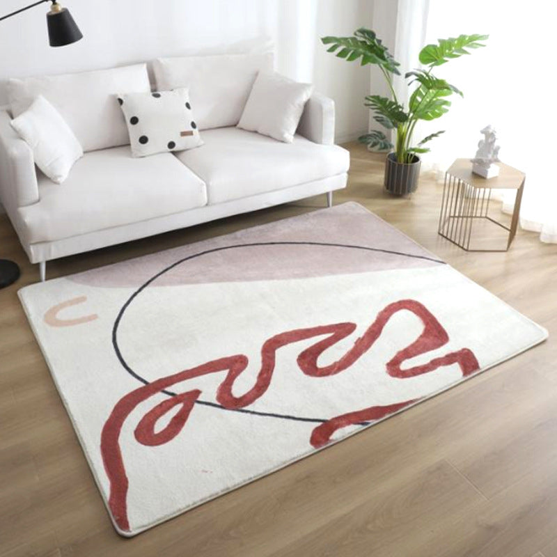 Relaxing Color Block Rug Multi Color Acrylic Area Carpet Anti-Slip Backing Stain-Resistant Indoor Rug for Bedroom White-Red Clearhalo 'Area Rug' 'Rug' 2216225