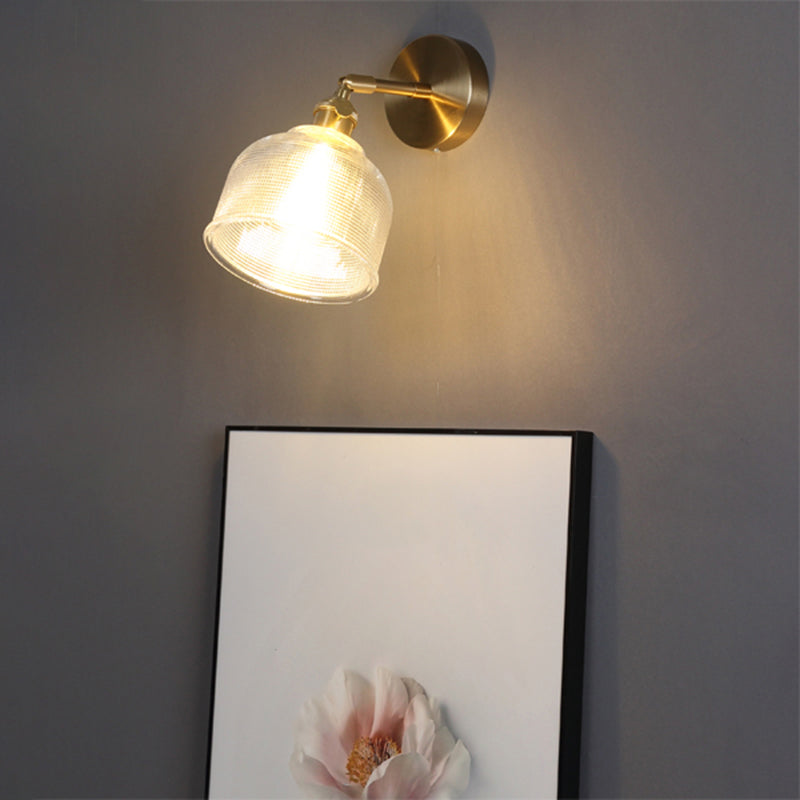 Industrial Shaded Wall Mount Light Single Clear Glass Wall Light Fixture for Bedside Clear F Clearhalo 'Art deco wall lights' 'Cast Iron' 'Glass' 'Industrial wall lights' 'Industrial' 'Middle century wall lights' 'Modern' 'Rustic wall lights' 'Tiffany' 'Traditional wall lights' 'Wall Lamps & Sconces' 'Wall Lights' Lighting' 2216249