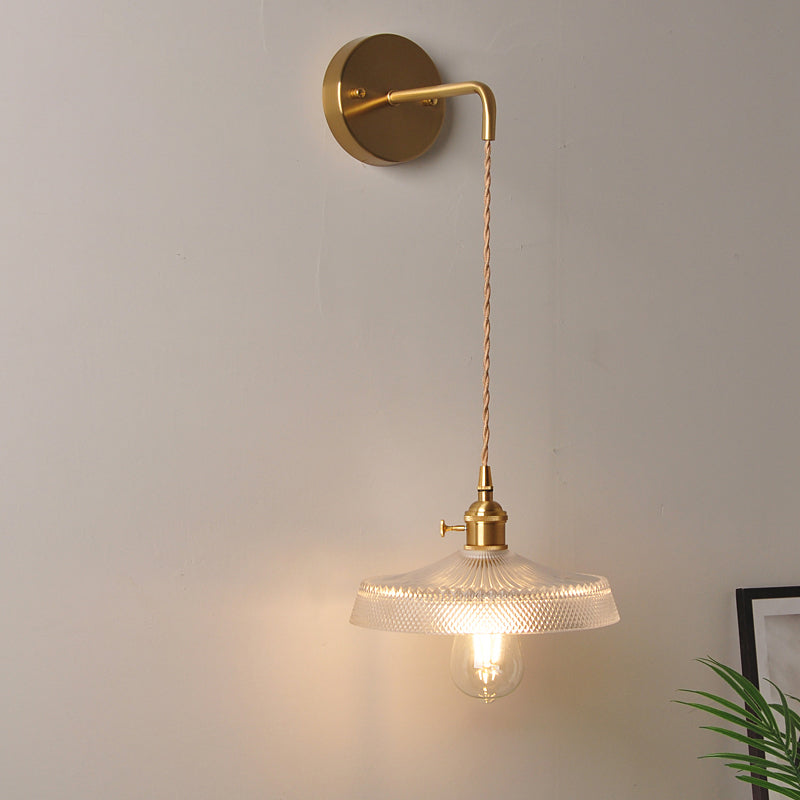 1 Head Wall Mount Light Industrial Shaded Clear Glass Wall Light Fixture for Bedside Clear I Clearhalo 'Art deco wall lights' 'Cast Iron' 'Glass' 'Industrial wall lights' 'Industrial' 'Middle century wall lights' 'Modern' 'Rustic wall lights' 'Tiffany' 'Traditional wall lights' 'Wall Lamps & Sconces' 'Wall Lights' Lighting' 2216287