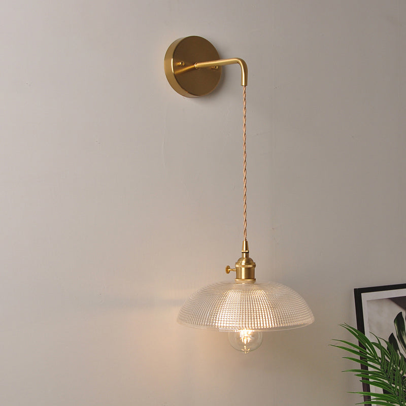 1 Head Wall Mount Light Industrial Shaded Clear Glass Wall Light Fixture for Bedside Clear J Clearhalo 'Art deco wall lights' 'Cast Iron' 'Glass' 'Industrial wall lights' 'Industrial' 'Middle century wall lights' 'Modern' 'Rustic wall lights' 'Tiffany' 'Traditional wall lights' 'Wall Lamps & Sconces' 'Wall Lights' Lighting' 2216290