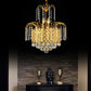 Cascade Hanging Ceiling Light Contemporary Faceted Crystal Ball 5 Lights Gold Chandelier Light, 16"/19.5" Wide Gold 19.5" Clearhalo 'Ceiling Lights' 'Chandeliers' Lighting' options 221632_08af3210-3f47-440d-b43b-0bdde812ffc0