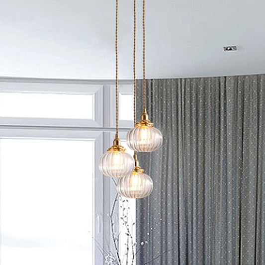 1-Light Hanging Lamp Vintage Geometrical Blown Glass Lighting Pendant in Gold for Restaurant Gold Globe Clearhalo 'Ceiling Lights' 'Glass shade' 'Glass' 'Industrial Pendants' 'Industrial' 'Middle Century Pendants' 'Pendant Lights' 'Pendants' 'Tiffany' Lighting' 2216331