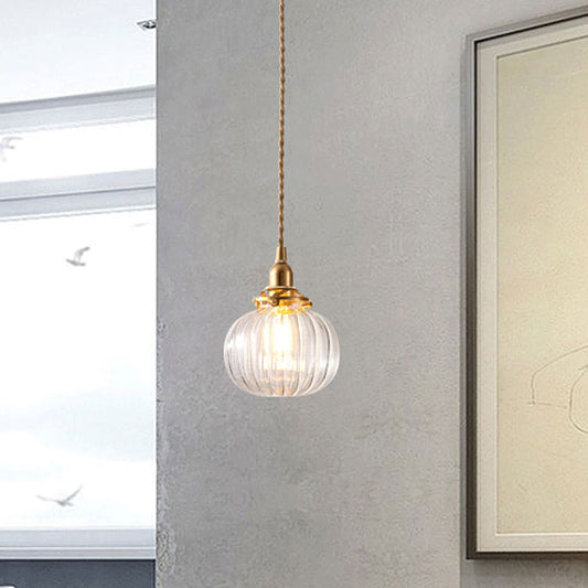 1-Light Hanging Lamp Vintage Geometrical Blown Glass Lighting Pendant in Gold for Restaurant Clearhalo 'Ceiling Lights' 'Glass shade' 'Glass' 'Industrial Pendants' 'Industrial' 'Middle Century Pendants' 'Pendant Lights' 'Pendants' 'Tiffany' Lighting' 2216333