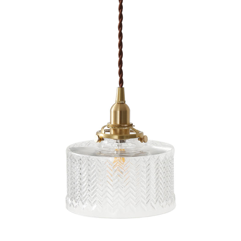 1-Light Hanging Lamp Vintage Geometrical Blown Glass Lighting Pendant in Gold for Restaurant Clearhalo 'Ceiling Lights' 'Glass shade' 'Glass' 'Industrial Pendants' 'Industrial' 'Middle Century Pendants' 'Pendant Lights' 'Pendants' 'Tiffany' Lighting' 2216334