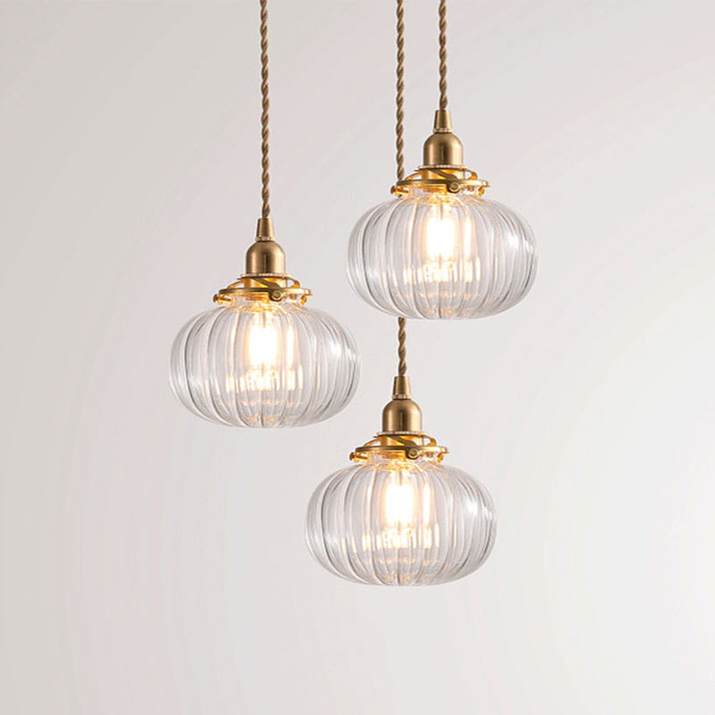 1-Light Hanging Lamp Vintage Geometrical Blown Glass Lighting Pendant in Gold for Restaurant Clearhalo 'Ceiling Lights' 'Glass shade' 'Glass' 'Industrial Pendants' 'Industrial' 'Middle Century Pendants' 'Pendant Lights' 'Pendants' 'Tiffany' Lighting' 2216335