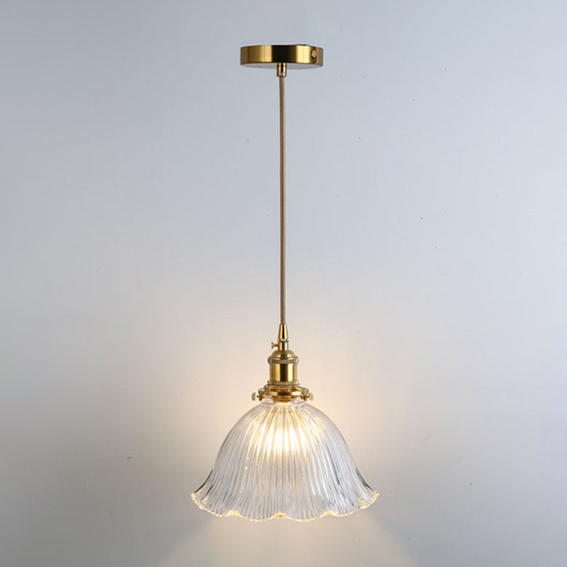 Gold Shaded Suspension Lighting Retro Style Glass 1 Head Restaurant Pendant Ceiling Light Gold C Clearhalo 'Ceiling Lights' 'Lighting' 'Pendant Lights' 2216348_ae88b5f9-6e61-4a78-8b48-85912c7957fe