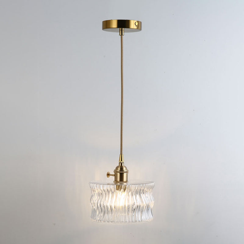 Gold Shaded Suspension Lighting Retro Style Glass 1 Head Restaurant Pendant Ceiling Light Gold J Clearhalo 'Ceiling Lights' 'Lighting' 'Pendant Lights' 2216349_e6bc025d-fd87-4849-805f-a1234814d23b