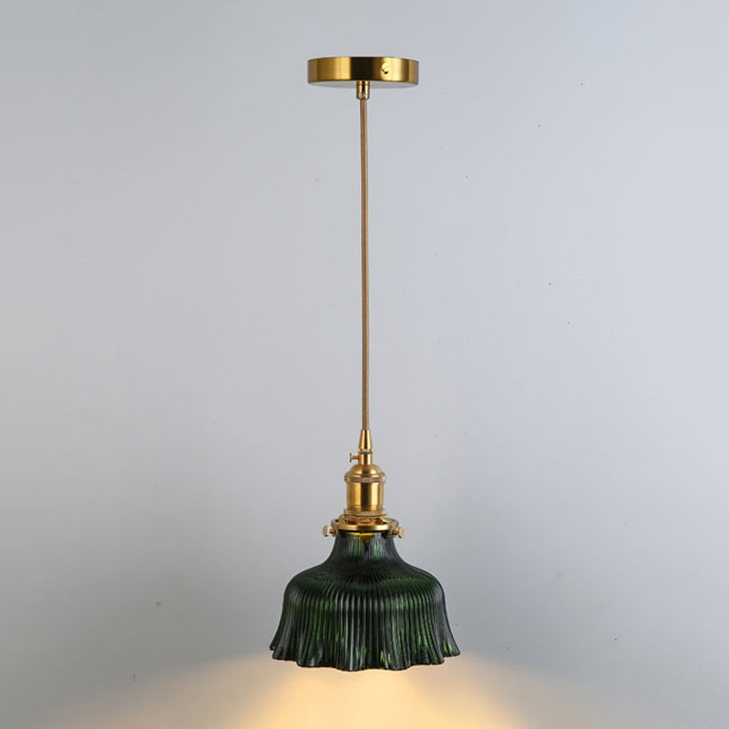 Gold Shaded Suspension Lighting Retro Style Glass 1 Head Restaurant Pendant Ceiling Light Gold A Clearhalo 'Ceiling Lights' 'Lighting' 'Pendant Lights' 2216352_6a63a3ec-9760-4389-9f0b-932cf6e1165c