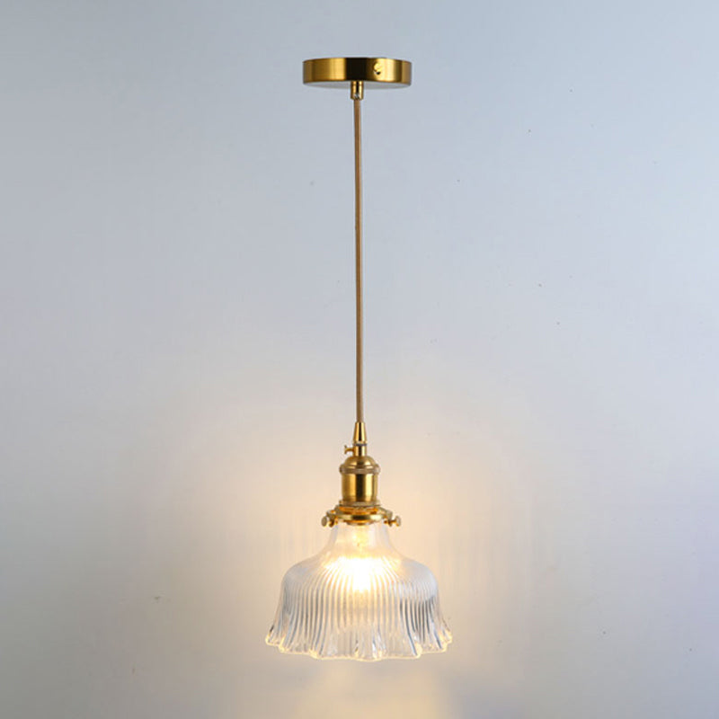 Gold Shaded Suspension Lighting Retro Style Glass 1 Head Restaurant Pendant Ceiling Light Gold B Clearhalo 'Ceiling Lights' 'Lighting' 'Pendant Lights' 2216353_31f44c55-2d57-4d0f-94da-fc13445aabb4
