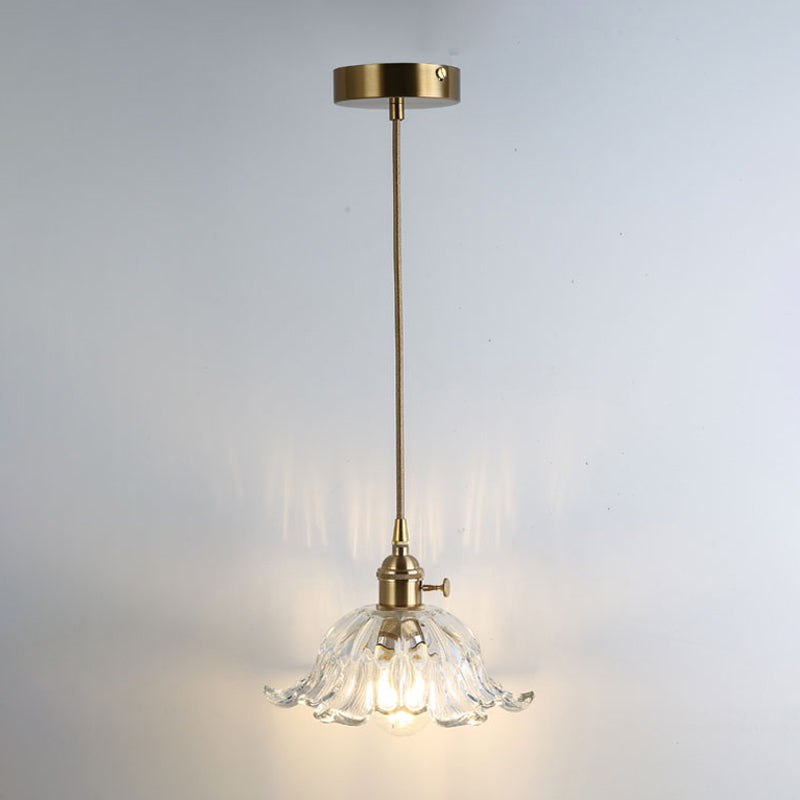 Gold Shaded Suspension Lighting Retro Style Glass 1 Head Restaurant Pendant Ceiling Light Gold P Clearhalo 'Ceiling Lights' 'Lighting' 'Pendant Lights' 2216355_d32b3cda-8ac1-44b7-8c3c-7e8e66d84e22