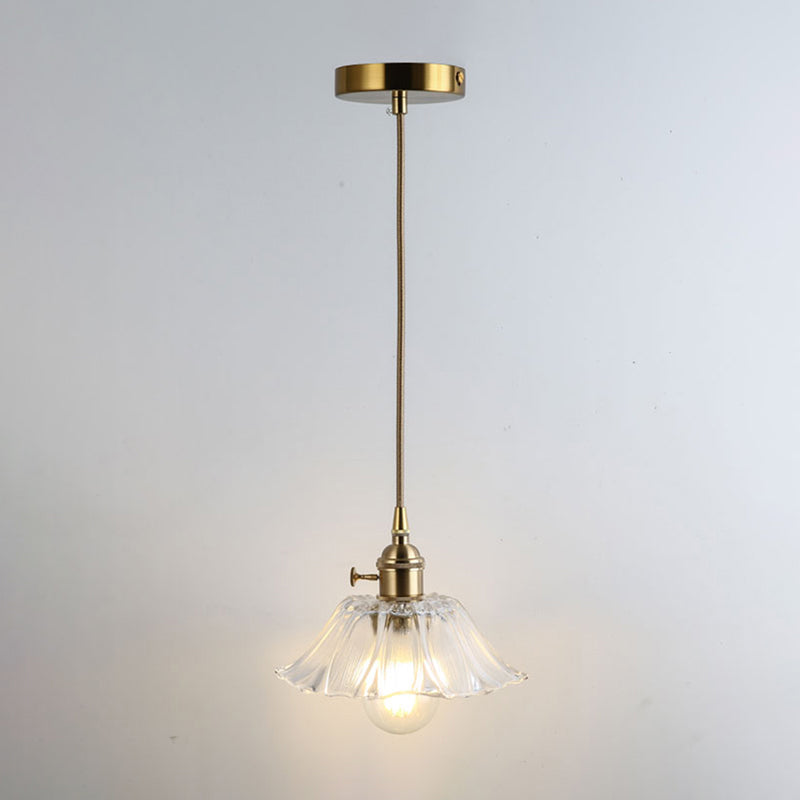 Gold Shaded Suspension Lighting Retro Style Glass 1 Head Restaurant Pendant Ceiling Light Gold O Clearhalo 'Ceiling Lights' 'Lighting' 'Pendant Lights' 2216356_0f3d044f-c7e8-43ae-a6fe-010b84195c06