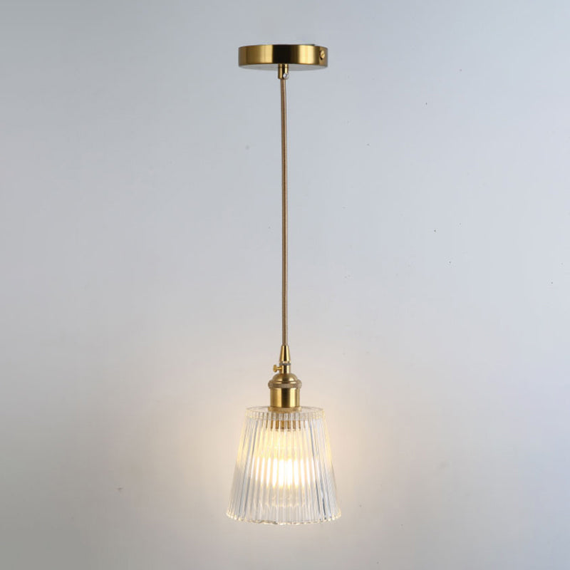 Gold Shaded Suspension Lighting Retro Style Glass 1 Head Restaurant Pendant Ceiling Light Gold E Clearhalo 'Ceiling Lights' 'Lighting' 'Pendant Lights' 2216361_ea722786-d0e7-4020-936f-35d49e8d6ff5
