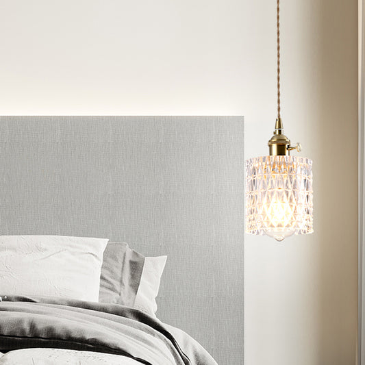 Single-Bulb Hanging Lamp Vintage Style Shaded Textured Glass Lighting Pendant in Gold Gold F Clearhalo 'Ceiling Lights' 'Glass shade' 'Glass' 'Industrial Pendants' 'Industrial' 'Middle Century Pendants' 'Pendant Lights' 'Pendants' 'Tiffany' Lighting' 2216372