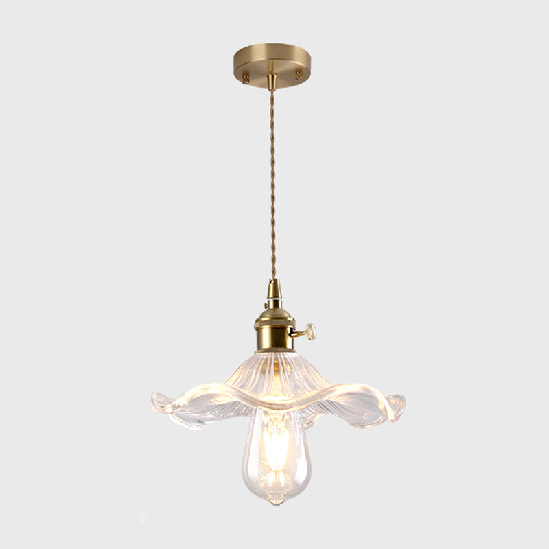 Single-Bulb Hanging Lamp Vintage Style Shaded Textured Glass Lighting Pendant in Gold Gold H Clearhalo 'Ceiling Lights' 'Glass shade' 'Glass' 'Industrial Pendants' 'Industrial' 'Middle Century Pendants' 'Pendant Lights' 'Pendants' 'Tiffany' Lighting' 2216376