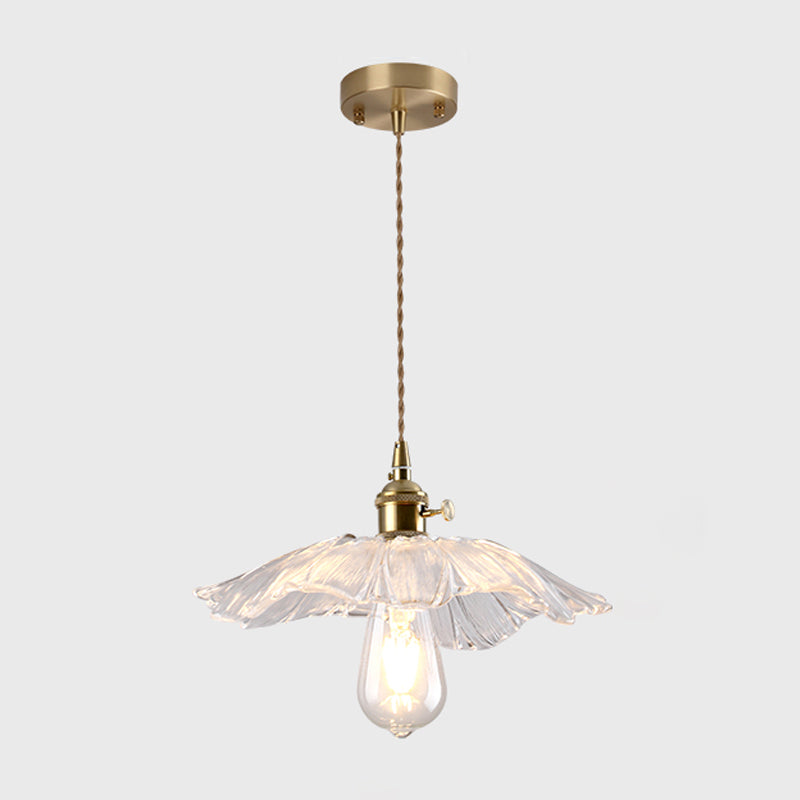 Single-Bulb Hanging Lamp Vintage Style Shaded Textured Glass Lighting Pendant in Gold Gold G Clearhalo 'Ceiling Lights' 'Glass shade' 'Glass' 'Industrial Pendants' 'Industrial' 'Middle Century Pendants' 'Pendant Lights' 'Pendants' 'Tiffany' Lighting' 2216377