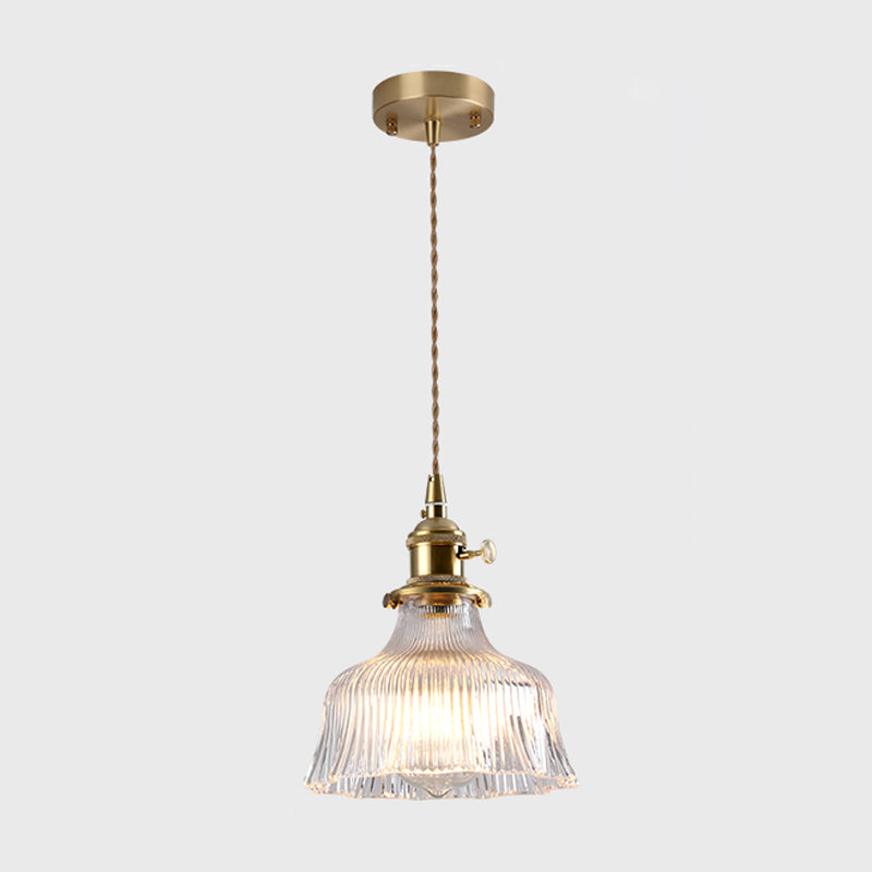 Single-Bulb Hanging Lamp Vintage Style Shaded Textured Glass Lighting Pendant in Gold Gold D Clearhalo 'Ceiling Lights' 'Glass shade' 'Glass' 'Industrial Pendants' 'Industrial' 'Middle Century Pendants' 'Pendant Lights' 'Pendants' 'Tiffany' Lighting' 2216378