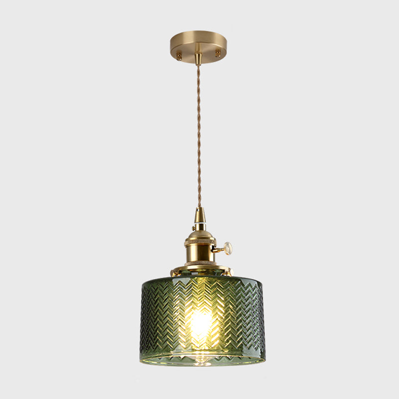Single-Bulb Hanging Lamp Vintage Style Shaded Textured Glass Lighting Pendant in Gold Gold J Clearhalo 'Ceiling Lights' 'Glass shade' 'Glass' 'Industrial Pendants' 'Industrial' 'Middle Century Pendants' 'Pendant Lights' 'Pendants' 'Tiffany' Lighting' 2216381