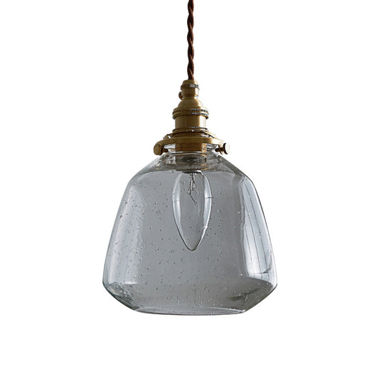 Tapered Bubbled Glass Hanging Light Simplicity 1��Bulb Restaurant Pendant Light Fixture Clearhalo 'Ceiling Lights' 'Glass shade' 'Glass' 'Industrial Pendants' 'Industrial' 'Middle Century Pendants' 'Pendant Lights' 'Pendants' 'Tiffany' Lighting' 2216388