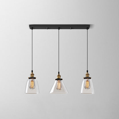 Industrial Shaded Multi Light Pendant 3 Bulbs Clear Glass Hanging Lighting for Dining Room Clear B Clearhalo 'Ceiling Lights' 'Glass shade' 'Glass' 'Industrial Pendants' 'Industrial' 'Middle Century Pendants' 'Pendant Lights' 'Pendants' 'Tiffany' Lighting' 2216391